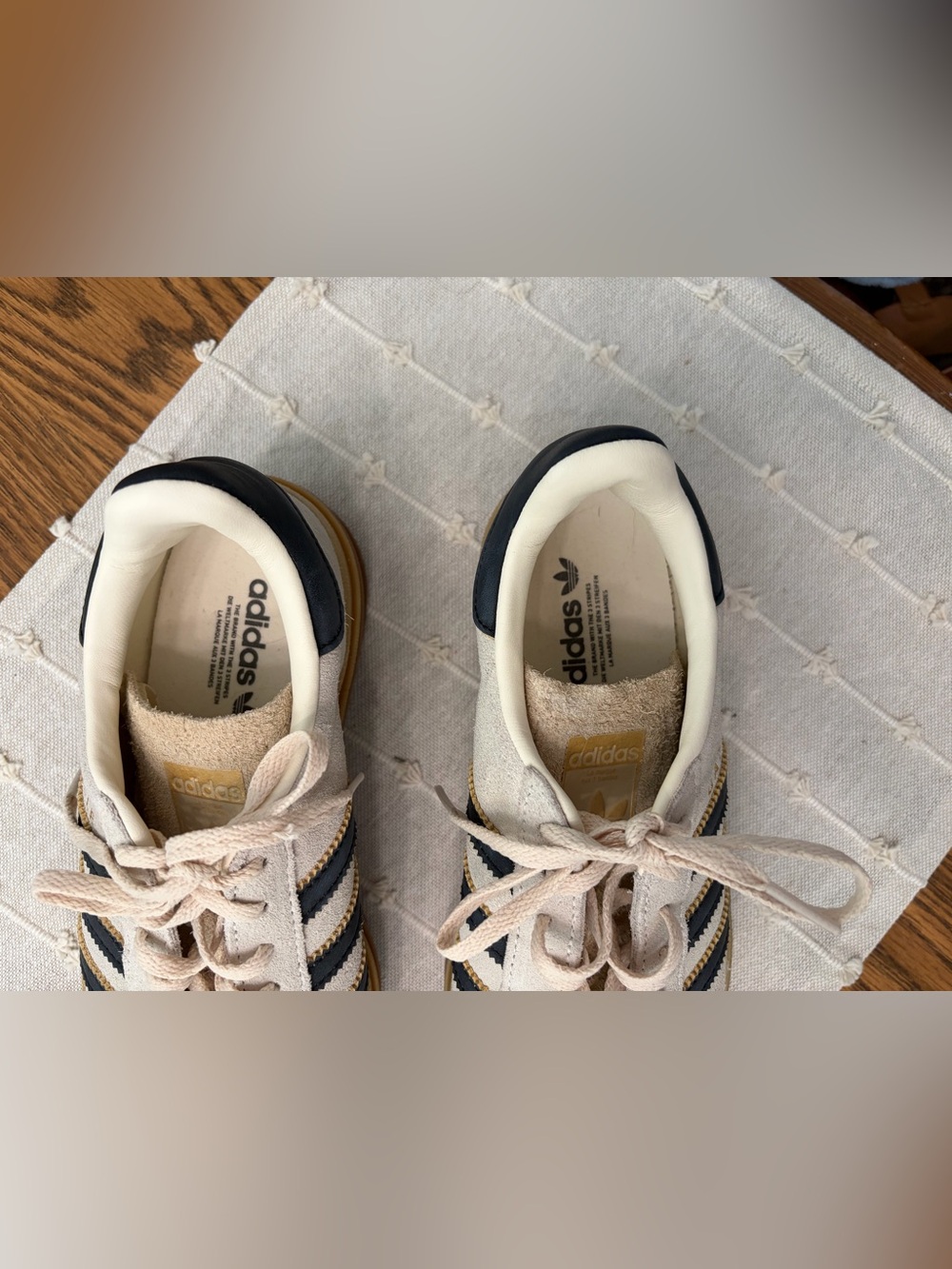 adidas Gazelle Bold Women’s Sneakers in Light Beige with Black Stripes - Picture 3 of 7